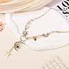 Mikovivi Gold Charm Necklace, Sun Moon and Star Necklace Boho Paperclip Necklace Vintage Chunky Pendant Necklace Jewelry Gift for Women Birthday #2