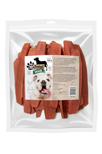 Mr. Pretzel – Premium-Kaninchenstreifen für Hunde – 500g – 90 % Fleischanteil – Gesunder Kausnack – Hypoallergen – Ohne Zusatzstoffe – Ideal für Training & Belohnung