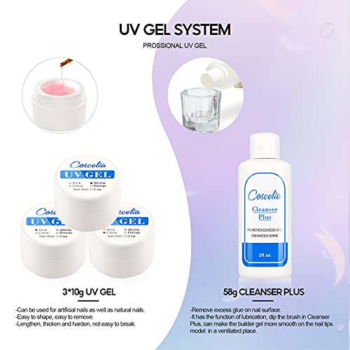 Coscelia UV Gel Maniküre Set 3 Farben UV Farb Gel Set UV Gel Starterset mit 24 Farbrige Dipping Powder Nagel Pulver für… – Bild 3