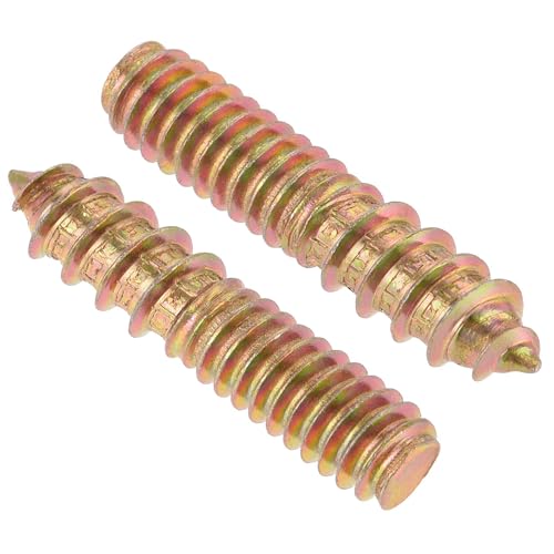 TOP-VIGOR 20Pcs Hanger Bolts, 1/4-20x1-1/4 Double Headed Bolts Self Tapping Screw, Double Ended Dowel Screws, Threaded Lag Wood Screws and Machine Bolts for Wood Joint Furniture