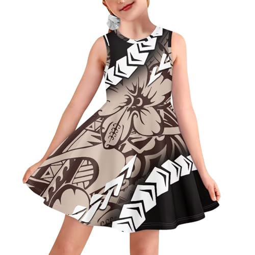 Girls Casual Dress Polynesian Tapa Puletasi Samoan Sleeveless Twirly Dresses 3-16 Years Children Party Dress2