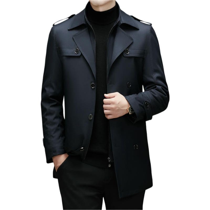 Gabardina acolchada para hombre de invierno con solapas elegantes 2