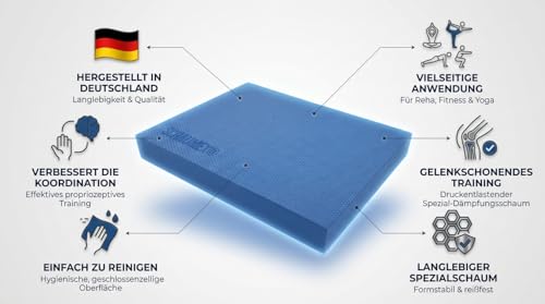 SCHAUMEX® Balance Pad Made in Germany – Profi Gleichgewichtskissen für Fitness, Yoga & Physiotherapie – rutschfeste Hexagon-Struktur – Stabilitätstraining & Reha – inkl. 16 Übungen – 40×34×5 cm