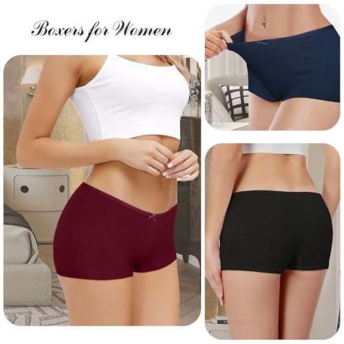 Image of Allxwek Womens Cotton Underwear Boy Shorts for Women Stretch Comfort Boxer Briefs Ladies Knot Panties 3 /6 3901