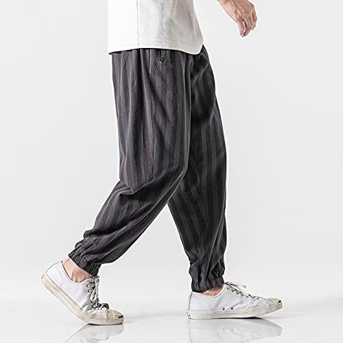 Men Cotton Linen Harem Pants Jogger Thin Wide Leg Casual Summer Trousers3
