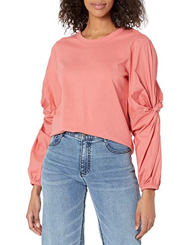 Ella Moss Women's Zuri Twisted Sleeve Woven Top, Faded Rose, Xsmall #TOP10