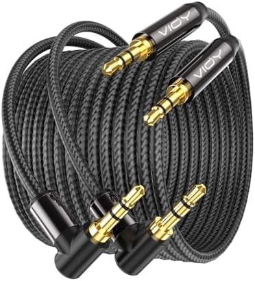 VIOY Aux Cord 10 FT + 10 FT, 3.5 mm Audio Cable Right Angle-1/8 Male to Male Headphone Auxiliary Stereo Jack Cable 90 Degree for Car Compatible with Headphone, Car Stereo, Speaker, Echo & More : Electronics