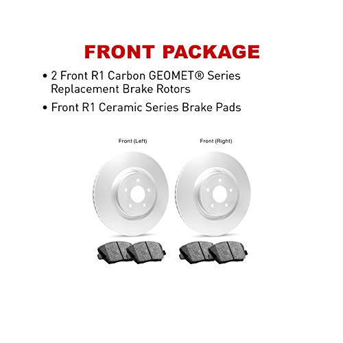 Image of R1 Concepts Front and Rear Brake Kit Fits 2010-2012 Acura RDX FWD; 2007-2011 Honda CR-V; 2012-2016 Honda CR-V AWD| Ceramic Pads, Blank Rotors| Hardware| 11.7 inch Front & 12.0 inch Rear