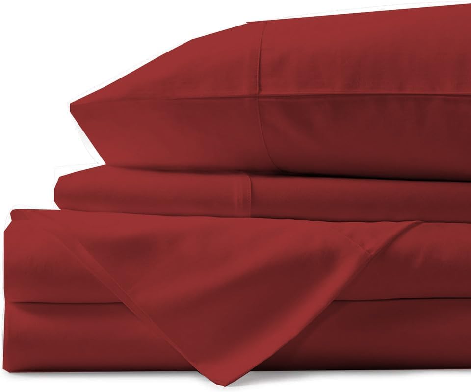 Juego de sábanas para autocaravana (72 x 75 pulgadas), tamaño King corto, color borgoña sólido de hasta 8-10 pulgadas de profundidad, para cama de