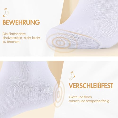 NUOZA 12 Paar Socken Herren 43-46 Weiße Sportsocken Baumwolle Tennissocken Herren 43-46 Business Socken Damen Lange Atmungsaktive Socks Herrensocken Wandersocken Männer Laufsocken Weisse Weiss 3