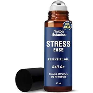 Stress Ease Essential Oil Roll On Blend 10ml – Natural Stress Relief Essential Oils Roll-On – Pure Lavender, Geranium and Frankincense Oil Blend – Stress Away – Nexon Botanics