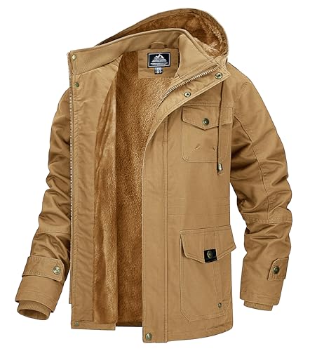 MAGCOMSEN Herren Jacke Winterparka Gefüttert Winddichte Fleecejacken Cargo...