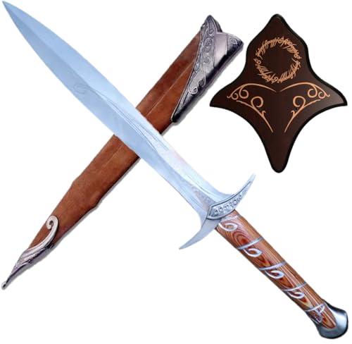 HandSmith™ Handmade Sting Sword Lord of the Rings with Scabbard, Ring and Display Plaque - Stainless Steel Bilbo Baggins and Frodo's Sting Sword