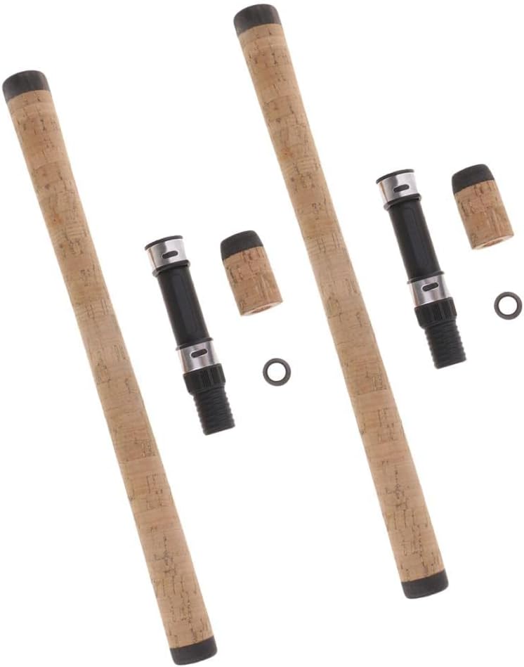 2-Set Cork Fishing Rod Handle Reel Seat Repair Composite Rod Grip Kit | Weight DIY Casting Pole Building Tool | Front & Rear Cork Handle Set