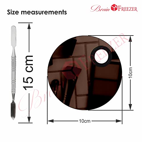 Image of Brain Freezer Shiny Makeup Palette With Stainless Steel Shape Circle Spatula, 100 g (Circle Rose Golden)