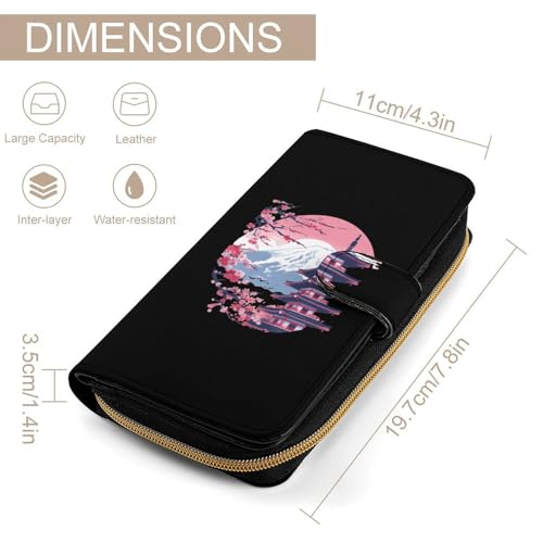 Fuji Mount Cherry Flower Unisex Wallet Cute Elegant Long Slim Card Holder Case Minimalist Coin Purse Clutch Wallets2