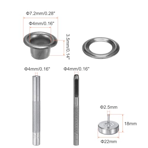 Kit de 100 piezas de ojales y herramienta 4mm cobre miniatura 2