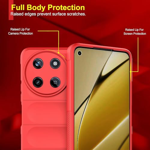 Image of Amazon Basics Mobile Cover for Realme 11 4G | Full Camera Protection | Liquid Silicon Case | Flexible Bumper Case for Realme 11 4G (Red)