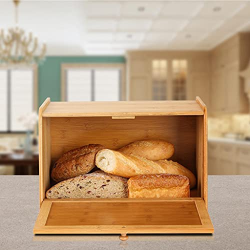 Unibos Bamboo Bread Bin Countertop Bread Storage Bread Bins for Kitchen Retro Bread Bin with Drop Down Front Lid, 38 x 23 x 24cm (No Assembly Required) - Cosy Home Interiors Unibos Bamboo Bread Bin Countertop Bread Storage Bread Bins for Kitchen Retro Bread Bin with Drop Down Front Lid, 38 x 23 x 24cm (No Assembly Required) - Image 2