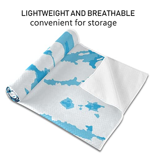 Susiyo Tie Dye Blue Color Yoga Towel With Storage Mesh Bag Soft Sweat Absorbent Non Slip Hot Yoga Towels Ideal For Women & Men Travel 73" X 27" #TOP1