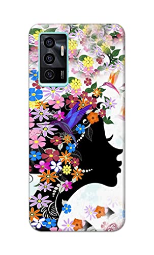 Image of Printed Hard Back Cover Case for Vivo V23e | V23e 5G | Vivo Y75 4G Back Cover (Floral Hairstyle Girl) -1803