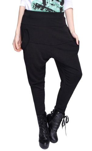 ellazhu Baggy Harem Hippie Hip-hop Spring Pants Trouser OneSize Black