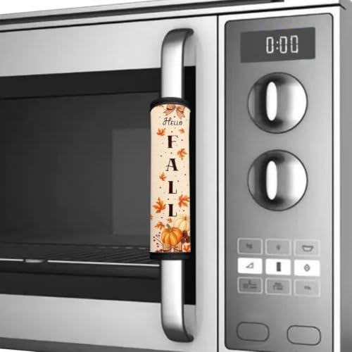 Image of Dreaweet Pumpkin Maple Leaf Fall Refrigerator Handle Covers Set of 4
