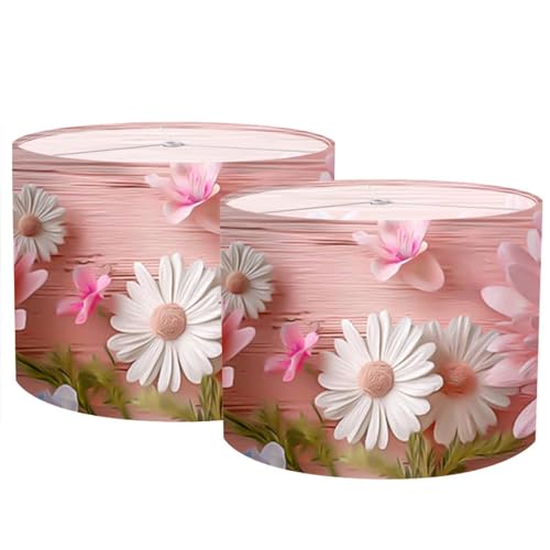 Image of Nuxovilar Lamp Shades Set of 2, 13 inch Top x 13 inch Bottom x 10 inch High (Spider) | Small lamp shades kids floral design bedroom vanity area light covers cute accessories (Floral)