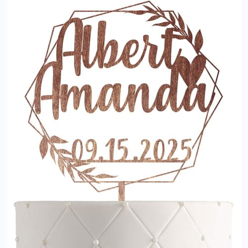 Personalized Wedding Cake Topper With Customized Bride and Groom Names and Marriage Date for Mr Mrs