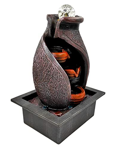 Image of GTC Polyresin Beautiful Mini Waterfall Fountain with Electric Water Pump for Home Decor Show Piece Indoor Decorative Diwali Birthday Item Showpiece (75054, Multicolour)
