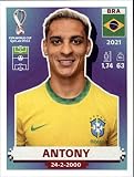 2022 Panini World Cup Qatar Sticker #BRA15 Antony Group G Brazil Mini Sticker Trading Card