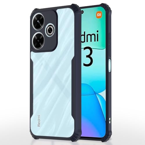 Image of Pikkme Crystal Clear Transparent Back Cover | Ultra Hyrbid | Full Camera Protection | Raised Edge | Bumper Case for Redmi 13 5G / Poco M6 Plus 5G (Blue)
