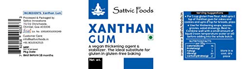 Image of Sattvic Foods Xanthan Gum (350 g) | Gluten-Free Stabilizer, Emulsifier & Vegan Thickener | NON-GMO & Keto-Friendly | Essential in Gluten-Free Baking, Use in Gravies, Sauces, Salad Dressings