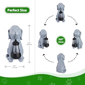 Solar Dog Statues for Garden Decorations Solar Garden Statues for Patio, Balcony, Yard Ornament Unique Housewarming Gifts Figurine Lights, Gray Solar Dog Statues for Garden Decorations Solar Garden Statues for Patio Balcony Yard Ornament Unique Housewarming Gifts Figurine Lights Gray