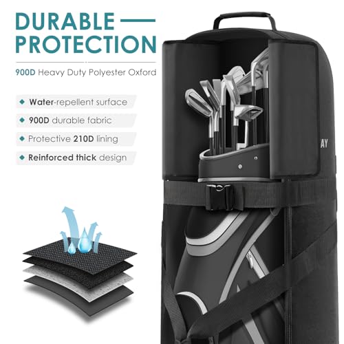 Findway Golf Reisetasche mit Rädern, Hochleistungsfähige 900D Oxford tragbare und wasserdichte Golfschlägertasche, Weich, Gepolstert, Golf Reiseabdeckung für Flug und Fluglinie