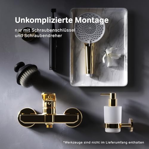 AM.PM X-Joy - Einhand-Brausebatterie Gold, Duscharmatur Einhebelmischer, Mischbatterie Dusche, Brausearmatur für Badezimmer