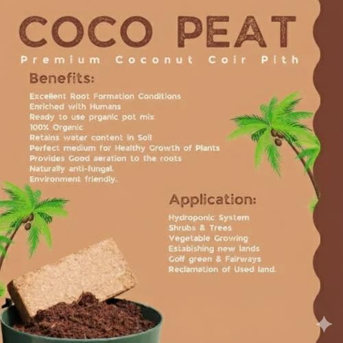 Image of MyOwnGarden Low EC COCOPEAT Powder (Without Salt Content) for Plants - Manure, Pack of 1Kg RootBoost Premium,Hydromax Low Salinity Cocopeat for Hydroponics & Gardening GreenBloom Organic