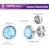 MDFUN 925 Sterling Silver Natural Larimar Earrings for Women Hypoallergenic 6MM Round Blue Gemstone Stud Jewelry