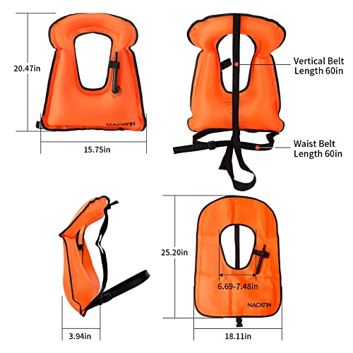 Inflatable Snorkel Vests For Adults,Portable Kayaking Buoyancy Inflatable Snorkeling Vest For Men & Women,Diving,Snorkeling,Swimming Safety #TOP4