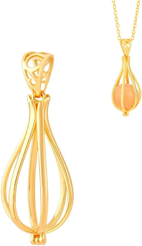 PH PandaHall 925 Sterling Silver Cage Pendant, Locket Pendant Twisted Teardrop Pearl Cage Charm for DIY Jewelry Crafts Making