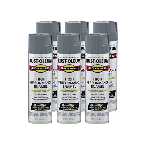 Image of Rust-Oleum 7587838-6PK Professional High Performance Enamel Spray Paint, 15 oz, Gloss Dark Machine Gray, (Pack of 6)