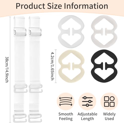 image for Woosuke 4 Pairs Invisible Clear Bra Straps, Adjustable Transparent Str