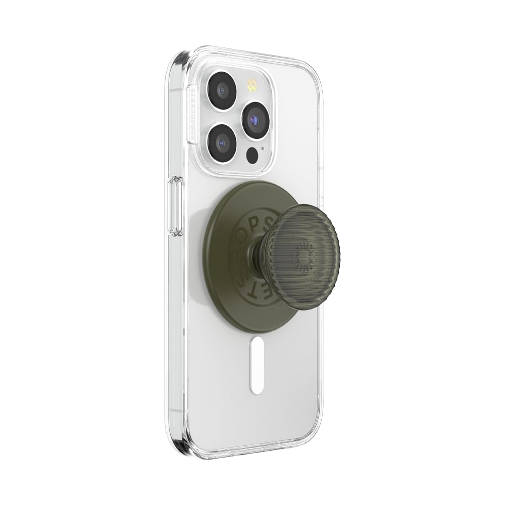 PopSockets Phone Grip for MagSafe, Magnetic Holder, Phone Stand, Green - Fluted Fatigue