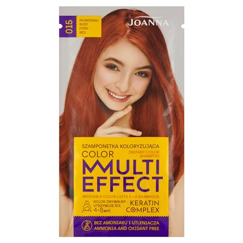 Joanna Tönungsshampoo “Multi Effect” - Haarfärbe-Shampoo im Beutel - Haltbarkeit 4 bis 8 Wäschen - Haartönung ohne Ammoniak und Oxidationsmittel - Feuriges Rot