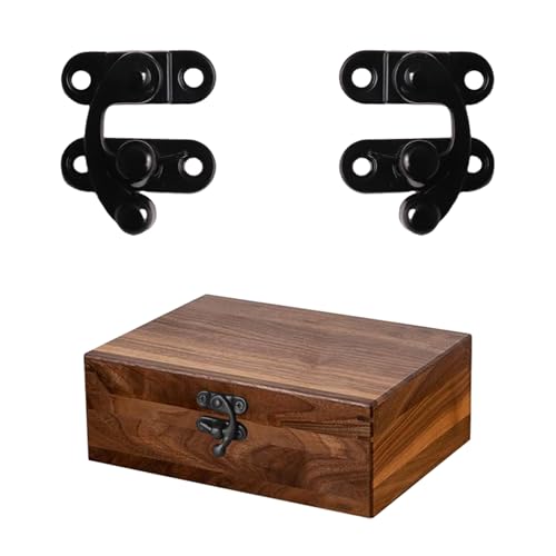 4 Stück Antiker Vintage Schnellverschluss Rasthaken mit Schrauben, Verriegelung, Kistenverschluss, Riegelhaken aus Zinklegierung in, Rechte Haspe Riegel für Holzkiste, Schmuckschatulle, Puppenhaus