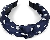 styleBREAKER Damen Haarreif mit Punkte Muster und Knoten im Retro Style, Rockabilly, Vintage Look, Haarband, Headband 04026015, Farbe:Dunkelblau-Weiß