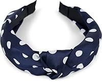 styleBREAKER Damen Haarreif mit Punkte Muster und Knoten im Retro Style, Rockabilly, Vintage Look, Haarband, Headband 04026015, Farbe:Dunkelblau-Weiß
