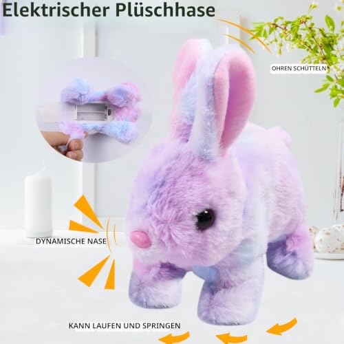 Hüpfendes Kaninchen Spielzeug, Hasen Kuscheltiere Klein, Interaktives