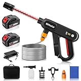 WITHSTAR Cordless Pressure Washers with 2 Rechargeable 3AH Battery, Multi-Function Nozzle, Portable Power Washer for Car/Floor/Patio Cleaning, Garden Watering(Black＆RED)