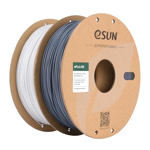 Image of eSUN High Speed PLA+ Filament 1.75mm, 3D Printer Filament Speedy PLA Plus for Fast Printing, 1KG per Spool, 2 Spools 3D Printing Filament, Cold White + Grey